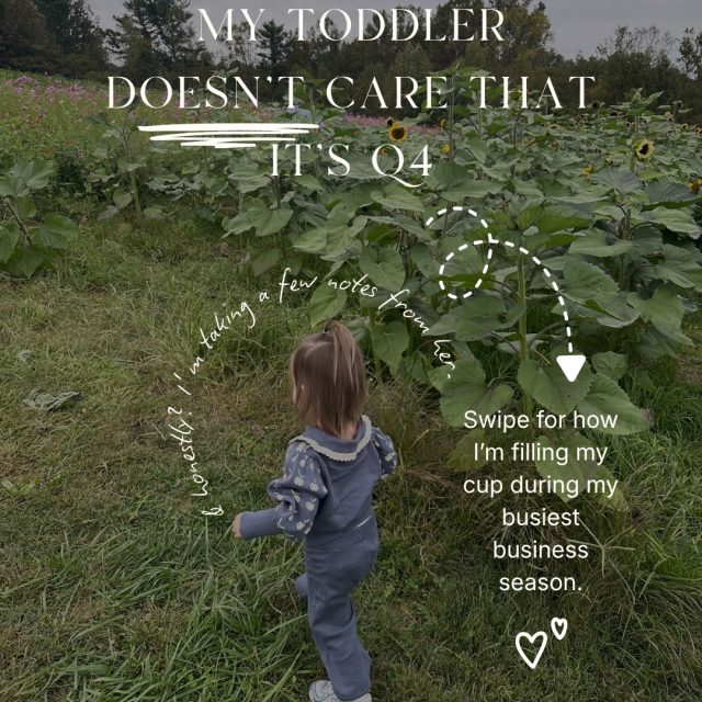 Q4 has entered the chat. My toddler would still like me to read the same book 14 times. 😂📚

Between client content, holiday campaigns, and running Digital Bliss Queen, it’s easy to let the things that fill my cup become the things I’ll get to “when it slows down.”

But there’s always another email. Another deadline. Another snack request.

So I’m making room for little things now. Coffee I sit down to enjoy. Fresh air. Closing the laptop. Time with my daughter where my brain isn’t halfway through a client project. 🫶

Some days, that comes easier than others. I’m still figuring it out, too.

If you’re building a business and raising a little human, consider this your reminder: you deserve a spot on your own priority list.

✨ Follow @dbqmarketing for honest mompreneur life, a peek behind the scenes at DBQ, and small business marketing that makes sense.
.
.
.
#DigitalBlissQueen #DBQMarketing 
🏷️ mompreneur life, working mom, female business owner, running a business with a toddler, small business marketing, women in business, small business owner